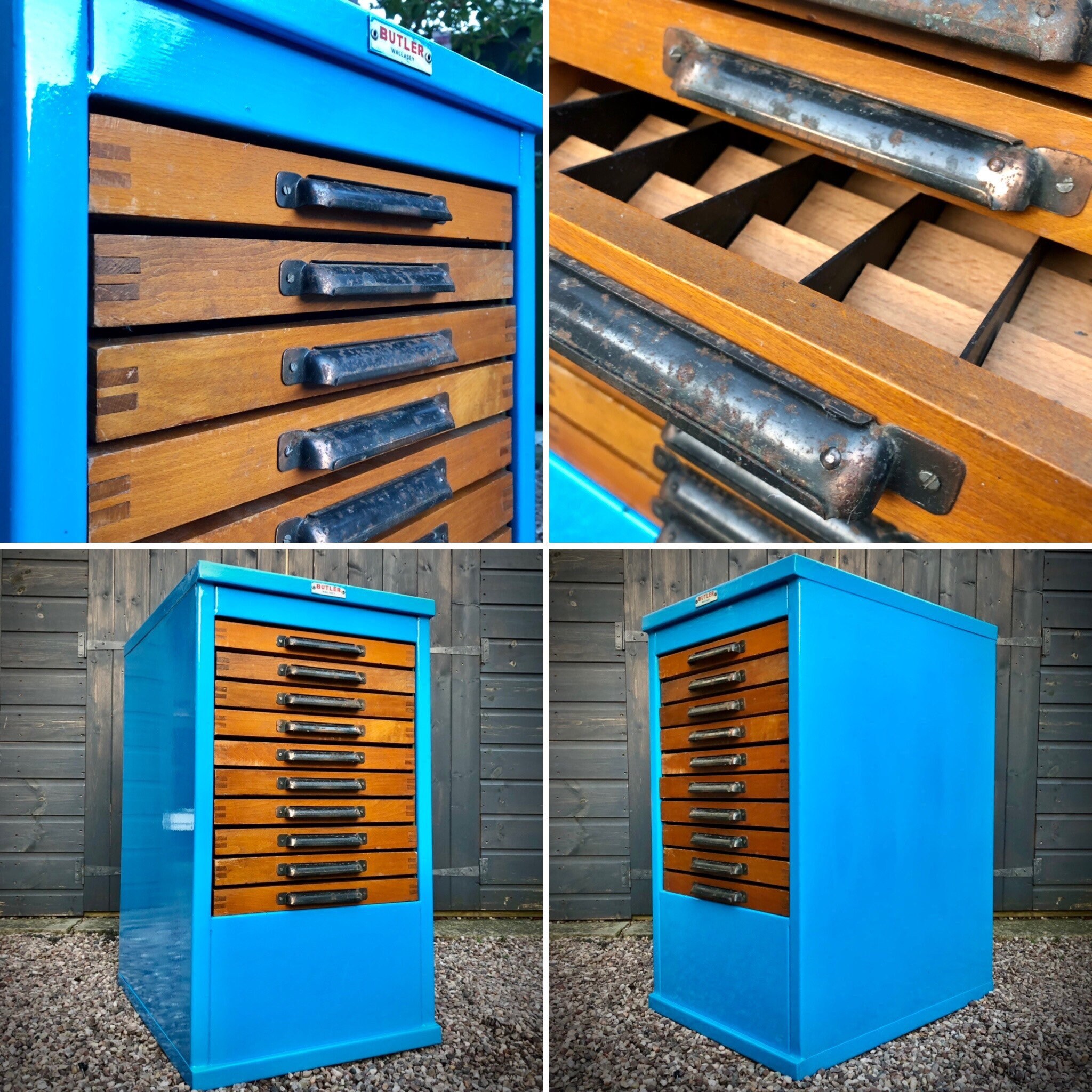 Armario de impresora vintage BUTLER de acero/teak con 10 | Etsy