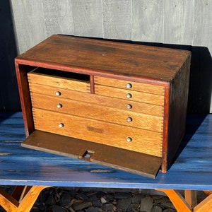 Vintage UNION 6 drawer engineer’s wooden toolbox