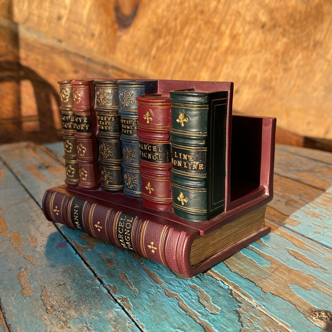 Heavy Resin Bookend. Stack of Leather Effect Books With Secret Etsy