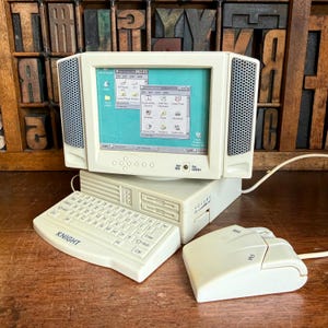 Vintage novelty miniature Knights radio, shaped like a desktop computer PC