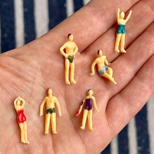 Set of 1:75 scale model people. Swimming, beach, model village. Choose your quantity