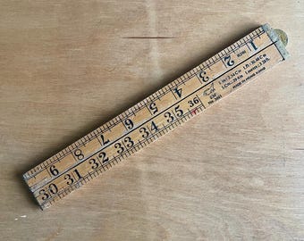 Vintage Warrented hard wood folding ruler. 3ft, 1 metre