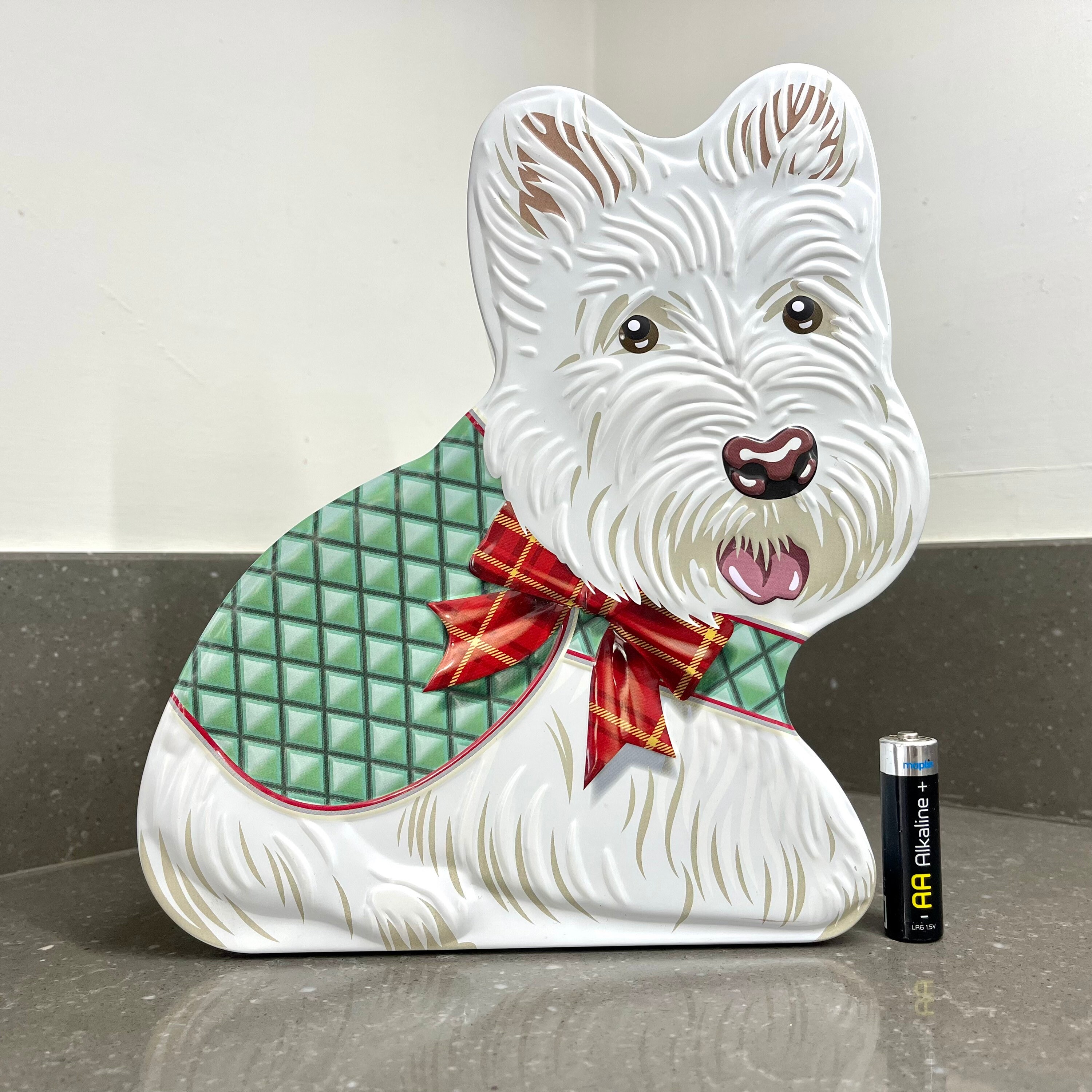Large Sainsburys Scottie dog shaped biscuit tin Christmas Etsy