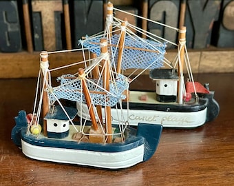 Miniature wooden fishing boat, ship, ornament. Choose your size