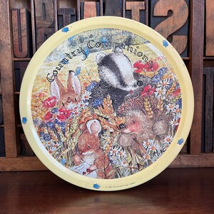 Runde Vintage Country Companions Dose mit Illustrationen von Wildtieren