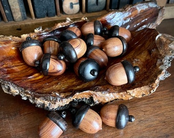 Miniature wooden nut, acorn pendant with secret compartment