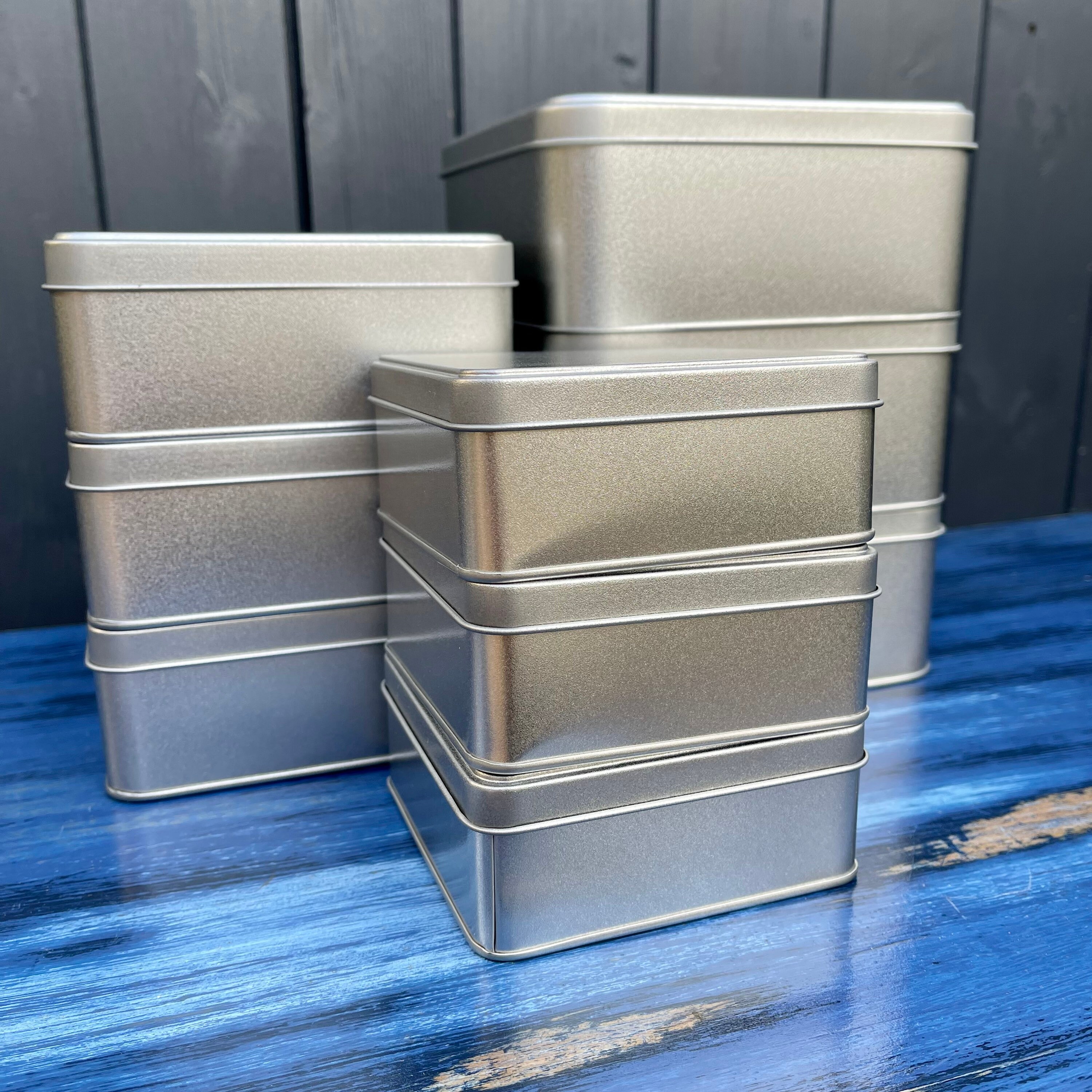 たぬき 希少 Food Safe Square Tin With Slip Lid - Stepped for Stacking 果物
