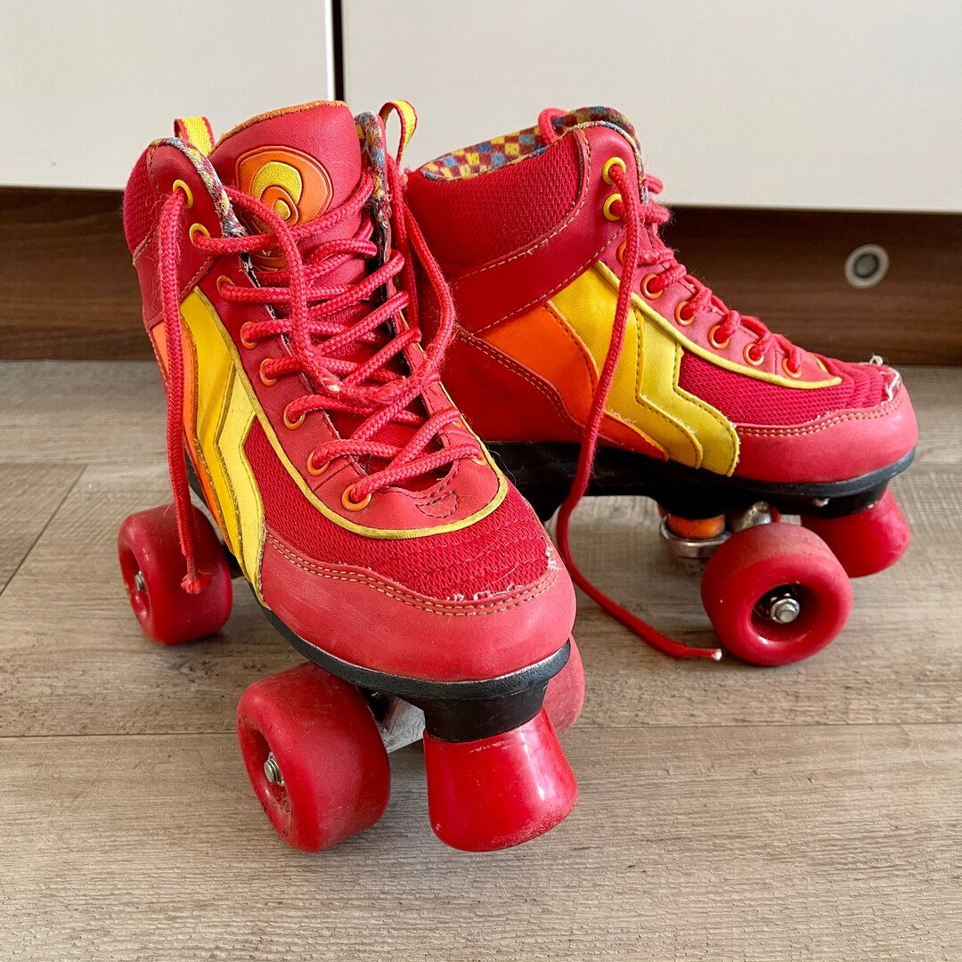 Vintage Red Roller Boots Skates. Kids UK Size 13 32.5 EURO Etsy
