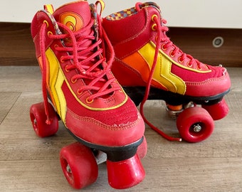 Vintage rode rolschoenen schaatsen. Kids UK maat 13 32.5 - Etsy Nederland