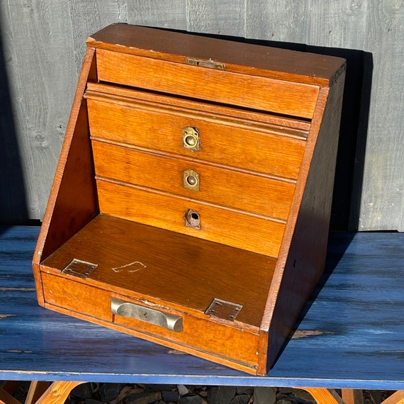 Vintage Oak Stationery With 5 Drawers. Etsy