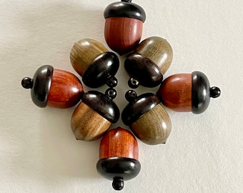 Miniature wooden nut, acorn pendant pill pot. Choose your colour