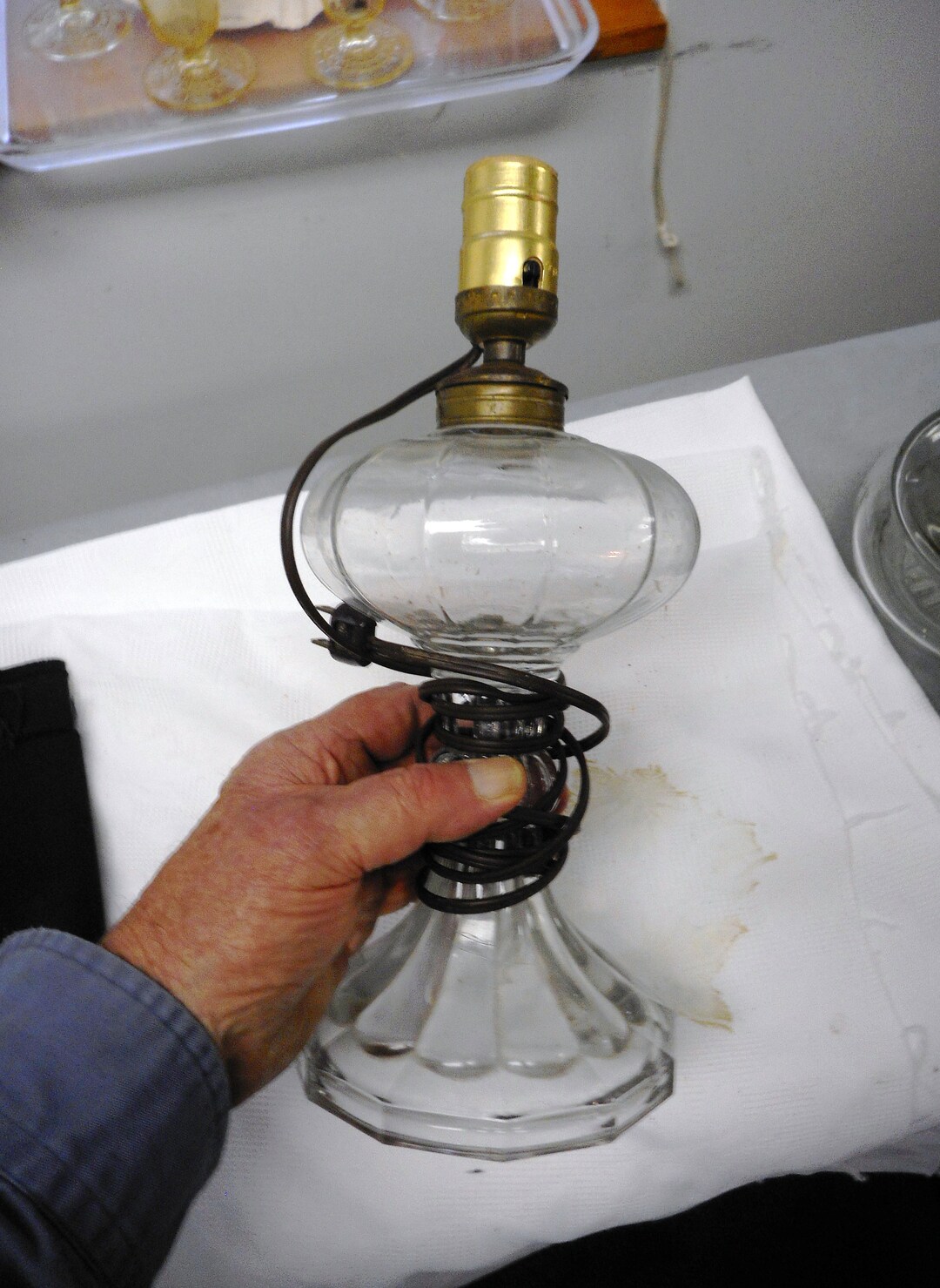 Antique Tall Oil Lamp Electridied 12 Inches Tall Etsy UK