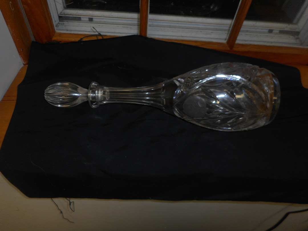 Vintage Cut Glass Wine Decanter With Cut Stopper Etsy