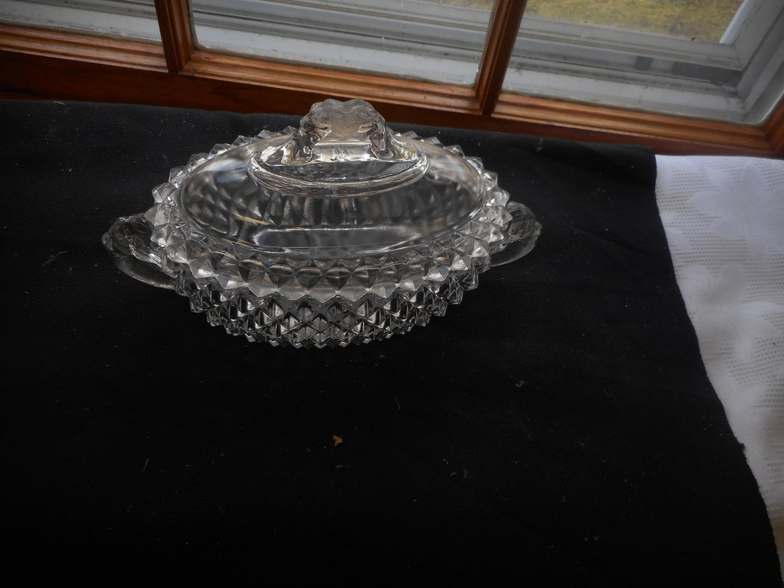 Hard to find covered butter dish vintage crystal Etsy