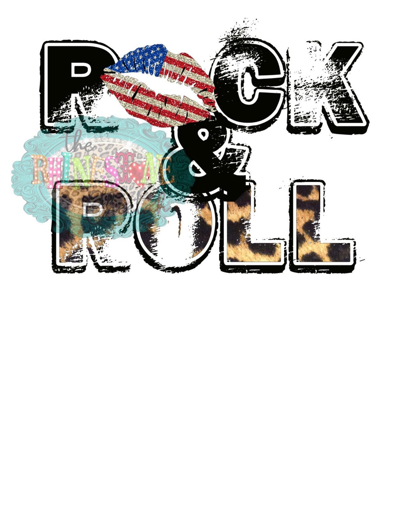 Rock and Roll With Glitter Lips and Cheetah PNG Digital Etsy