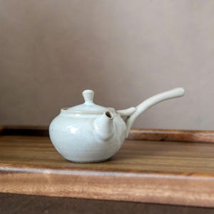 Mini Kyusu Teapot | Satin White | 100ml artisan ceramic teapot