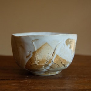 Chawan tea bowl for matcha, Wabisabi ceramic bowl white glaze and textures, matchawan for chanoyu