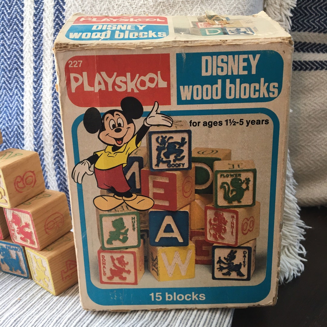 Disney Wood Blocks Vintage Playskool Etsy