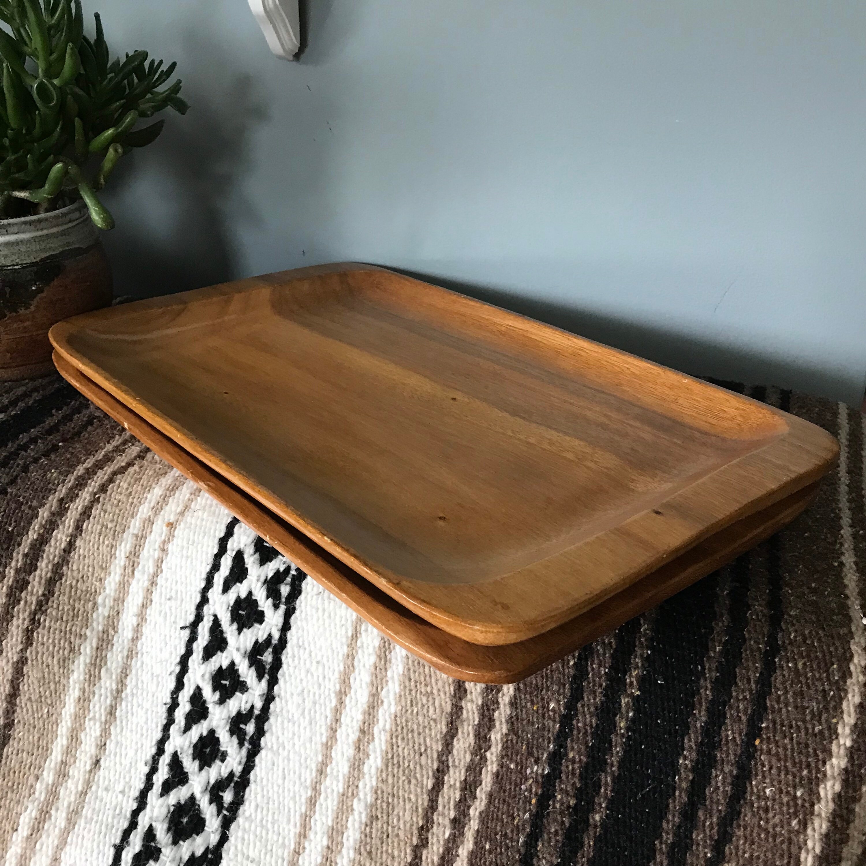 Matching Pair of Wood Trays Etsy