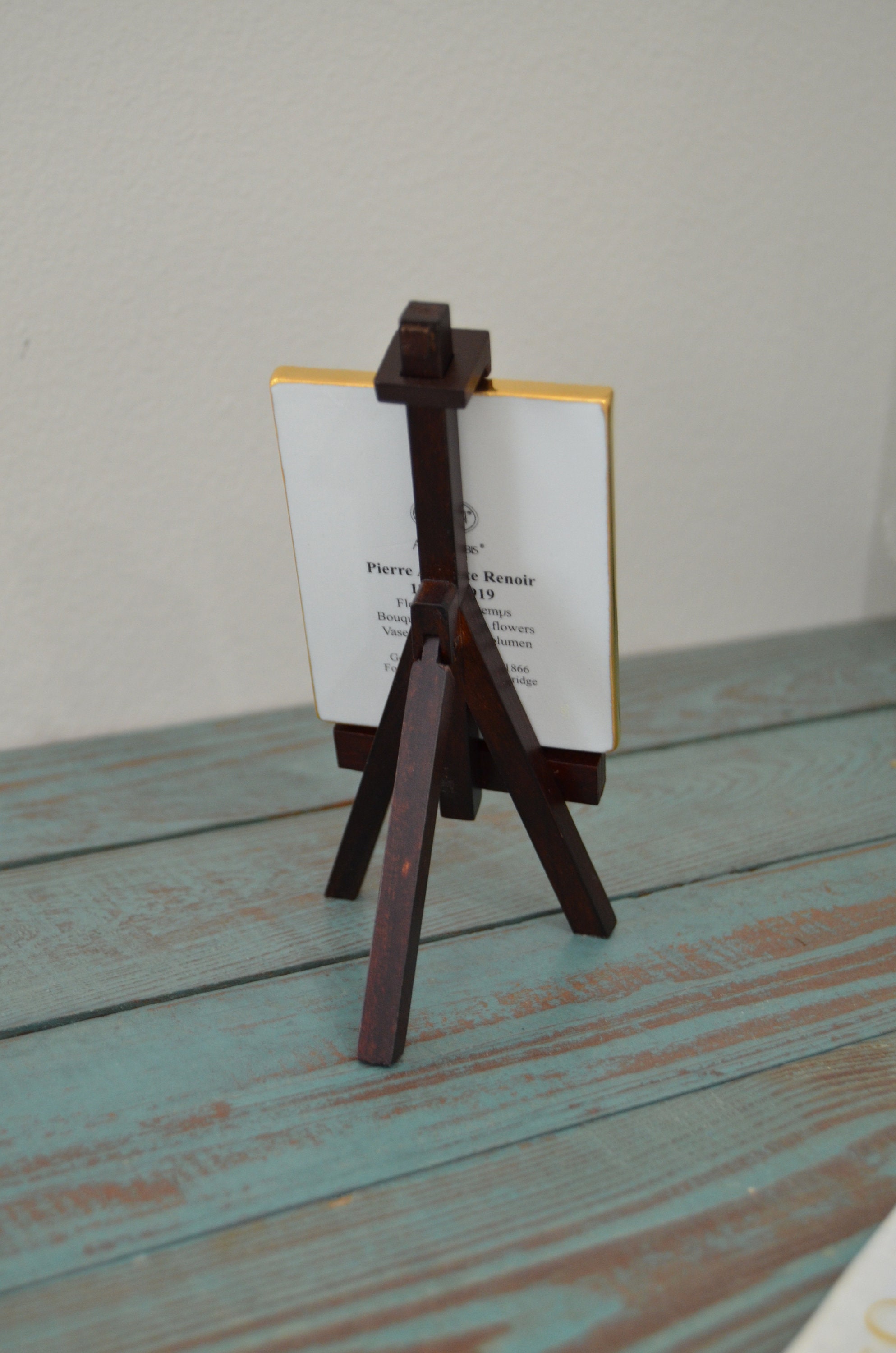 Mini Renoir copy with easel in original box Blue flowers and Etsy