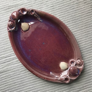 Pottery platter seashell themed signed