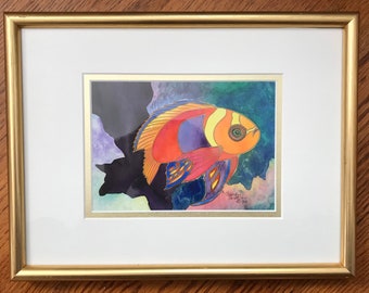 Tropical Fish by Candy Watson 1998 signed original watercolor