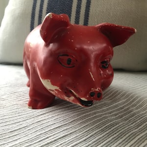 Red ceramic piggy bank vintage