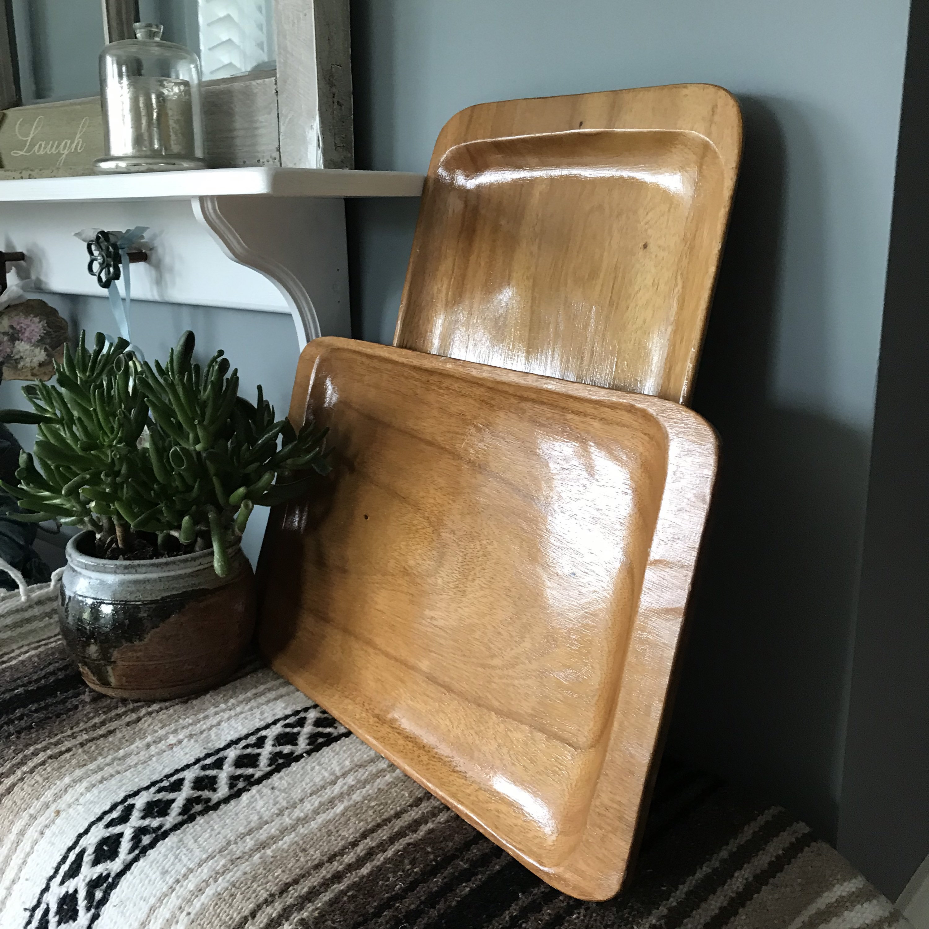 Matching Pair of Wood Trays Etsy