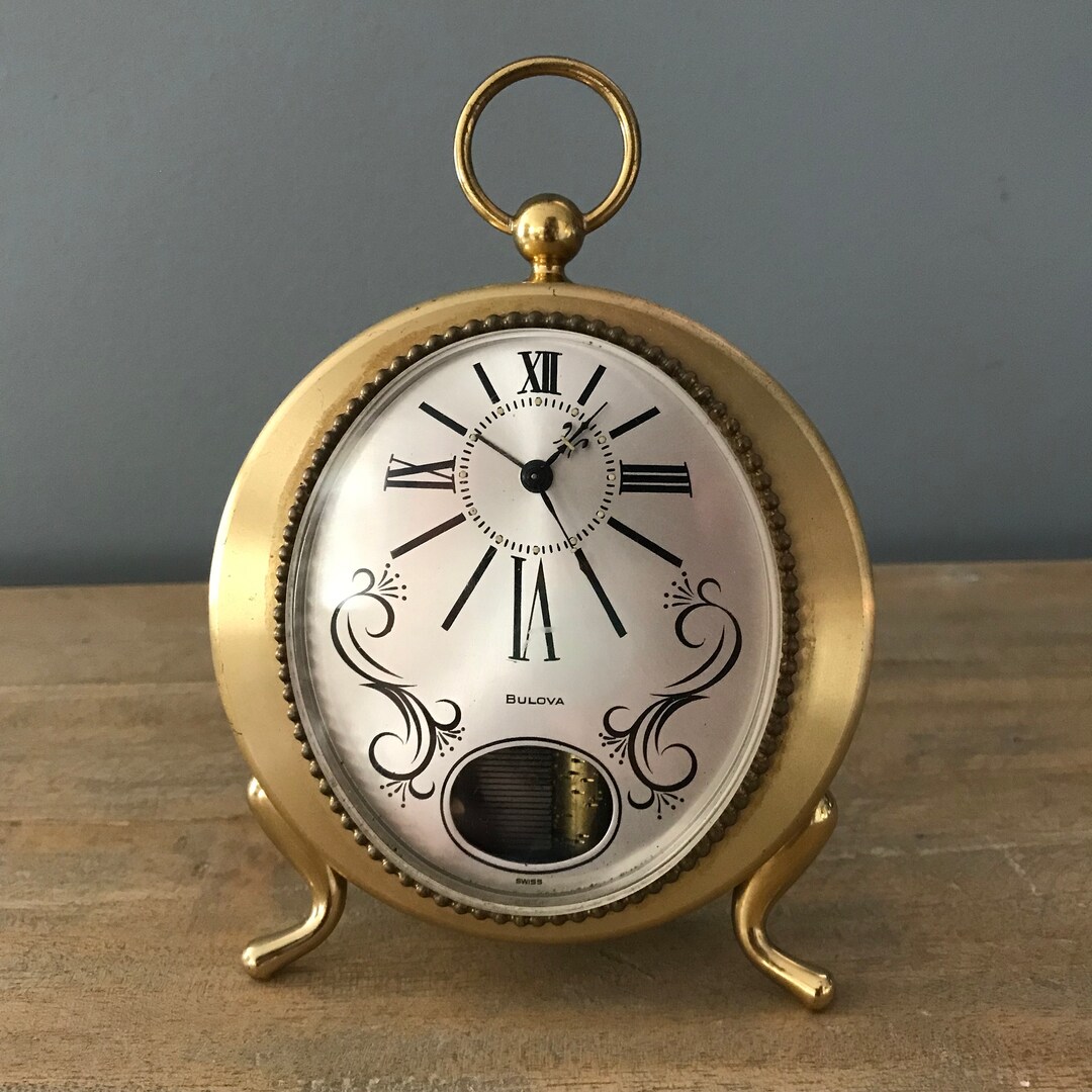 Bulova Brass Music Box/ Alarm Clockas IS Etsy