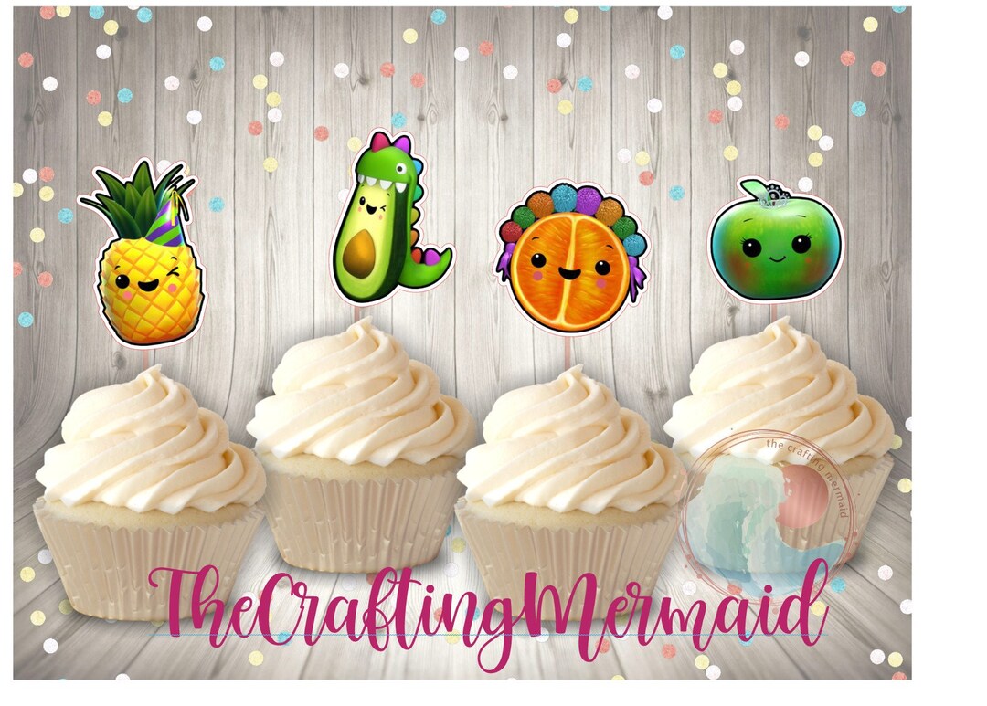 Dancing Fruits Cupcake Toppers Dancing Fruits Dancing Etsy