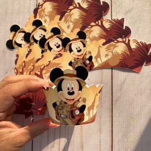 Mickey and Minnie Safari Cupcake Wrappers / Mickey safari Birthday theme / Mickey safari party / decorations