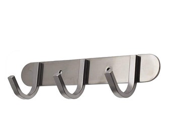 QT Premium Modern Wall Mounted Coat Rack with 3 Square Hooks