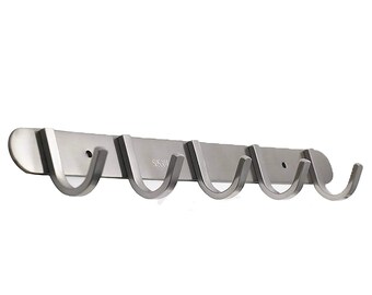 QT Premium Modern Wall Mounted Coat Rack with 5 Square Hooks