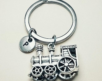 Steam train keyring, gift for him, keyring for grandfather, gift for train lovers, Railwayman gift, Station master keyring,