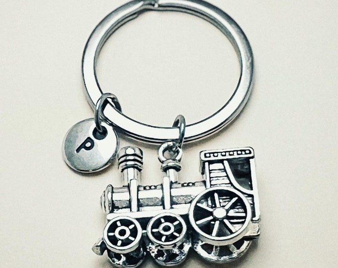 Steam train keyring, gift for him, keyring for grandfather, gift for train lovers, Railwayman gift, Station master keyring,
