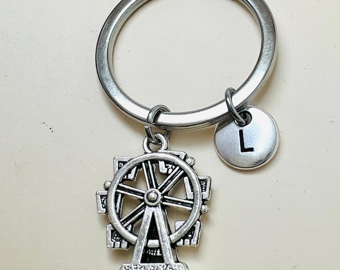 Wheel keychain, Ferris wheel keychain, initial keychain, personalized keychain, custom keychain, charm keychain, 135