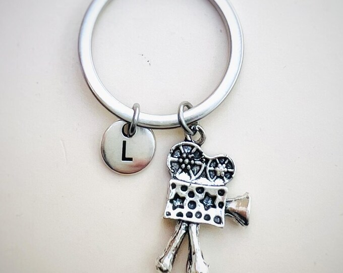 Movie Camera Keychain, Movie Camera Keychain, Film Director Charm, Personalized Keychain, Custom Keychain