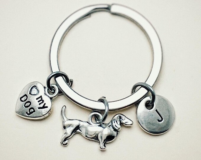 Dachshund Keychain,Personalized,Miniature Dachshund Keychain,Dachshund Themed Jewelry,Dog Keychain