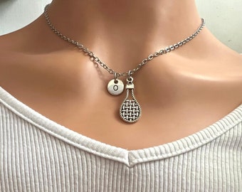 Padel Necklace With Initial, tennis racket, Padel, Padel Pendant, tennis pendant, Padel Player, Tennis Necklace, Personal Trainer