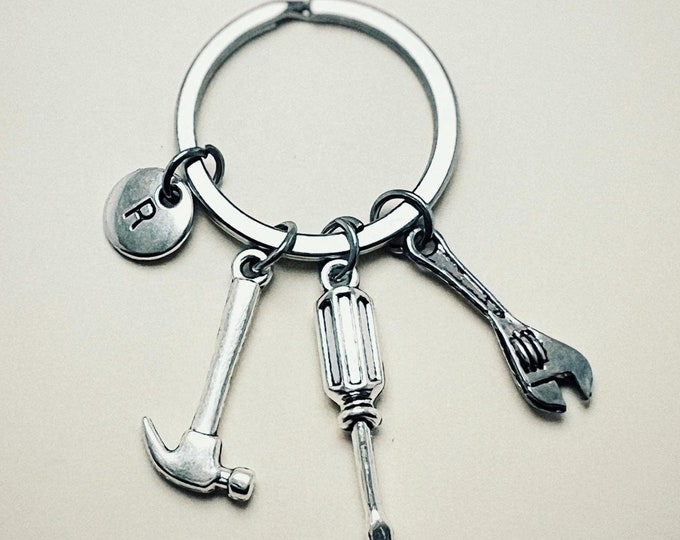 DIY Tools Keychain, Workman, Handyman, Dad Gift, Father Keyring, Father Keychain, DIY Gift, Work Tools, Charm Keyring,
