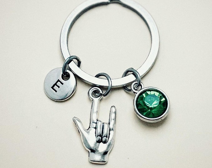 Sign Language Keychain, Sign Language Keyring, I Love You Sign Gift, Hand Sign Keychain, Sign Language Symbol, Sign Language Gifts, I love