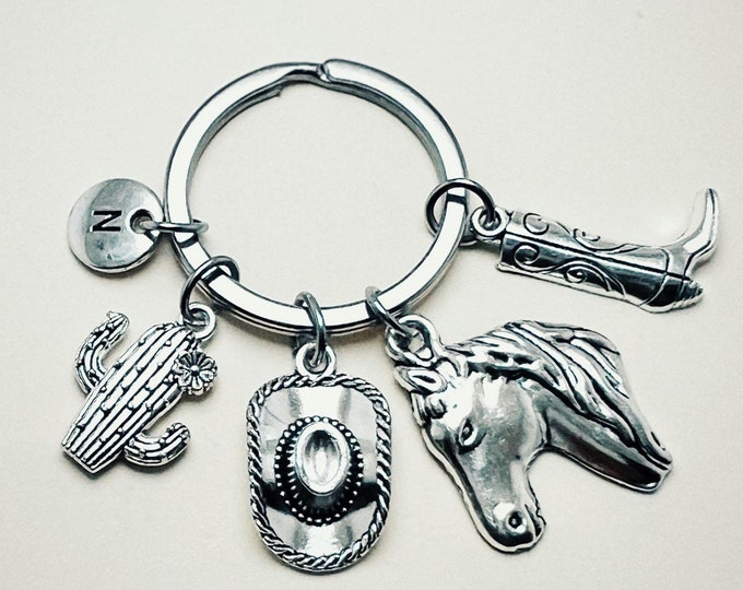 Cowboy Gift, Cowgirl Gift, Cowgirl Keychain, Cowboy Keychain, Horse Keyring, Ranch Keyring, Gun, Horse, Hat, Boot, Rodeo, Mexico, Native