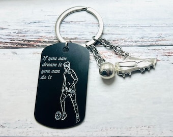 Personalized Football Keychain, Personalized Engraved Gift, Novelty for Coaches, Teachers, School Gift, Thank You for Valentine's Day