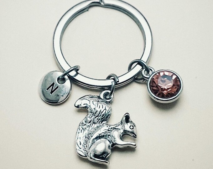 Squirrel Keyring, Squirrel Gift, Squirrel Keychain, Gift for friend, Animal lover gift, Gift her Her, Girls Keychains, Initial Keychains