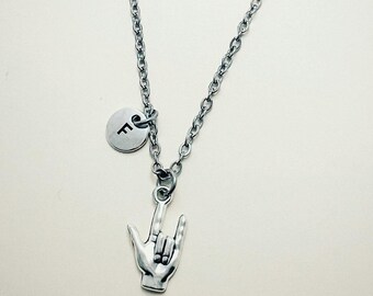 Sign language necklace, sign language jewelry, I love you sign necklace, sign necklace, sign language symbol, sign language necklace