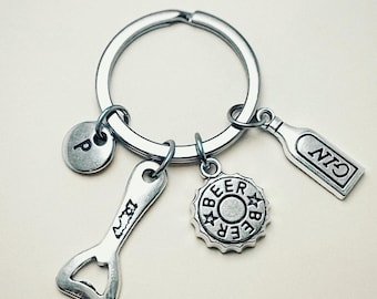 Cocktail Keychain Keyring, Pull, Cocktail Gift, Bartender Gift, Bartender Keychain, Drinking, Cocktail Lover Gift,