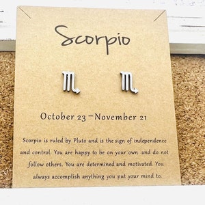 Scorpio Zodiac Sign,Zodiac Earrings, Horoscope Earrings, Astrology Earrings, Aries, Taurus, Gemini, Scorpio