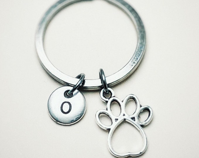 paw print keychain, dog memorial, dog gift, pet loss gift, pet memorial keychain,
