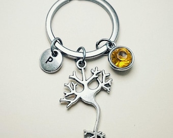 Science Key Chain, Personalized Gift for Teen Girl, Molecule Cell Neurotransmitter Boy Chemistry Geek her  Boy Chemistry Geek her 