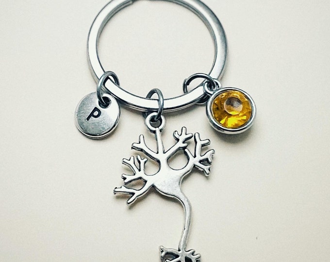 Science Key Chain, Personalized Gift for Teen Girl, Molecule Cell Neurotransmitter Boy Chemistry Geek her  Boy Chemistry Geek her